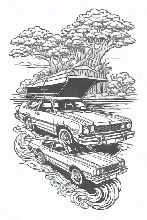 ford pinto hatchback station wagon car tattoo design idea