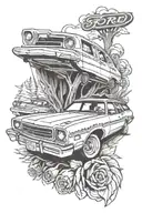 ford pinto hatchback station wagon car tattoo design idea