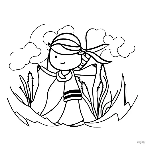 girl hiking wind mountain tattoo design idea