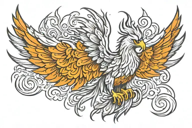 phoenix rising from flames tattoo design idea