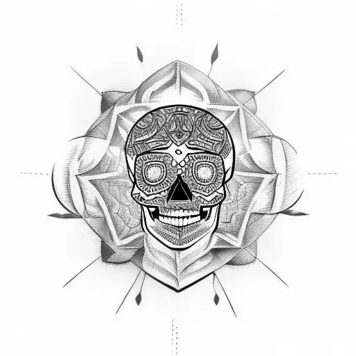 Skull with biker , mandala  tattoo design idea