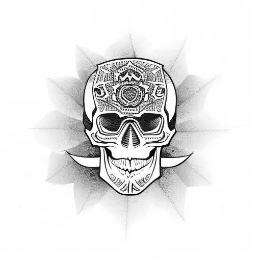 Skull with biker , mandala  tattoo design idea