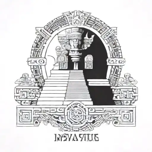 Incorporate Mayan symbols and architecture into a tattoo design representing the Imperio Maya civilization tattoo design idea