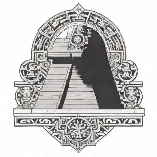 Incorporate Mayan symbols and architecture into a tattoo design representing the Imperio Maya civilization tattoo design idea