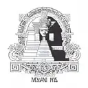 Incorporate Mayan symbols and architecture into a tattoo design representing the Imperio Maya civilization tattoo design idea