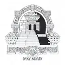 Incorporate Mayan symbols and architecture into a tattoo design representing the Imperio Maya civilization tattoo design idea