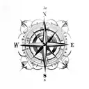 Compass on the elbow tattoo design idea