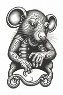 Rat holding brass knuckles tattoo design idea