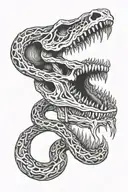 skeleton of snake with open mouth  tattoo design idea