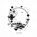 calm in chaos tattoo design idea