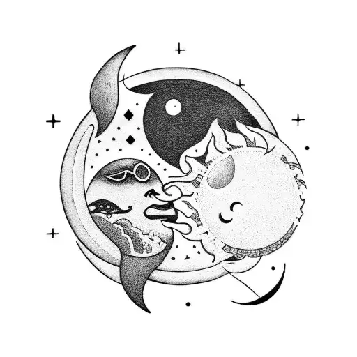 Sun and Moon tattoo design idea