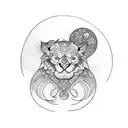 onça com sol e lua tattoo design idea