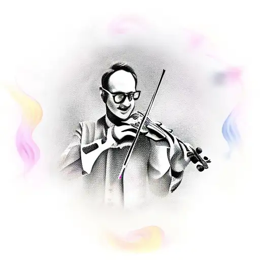 jester playing on violin tattoo design idea