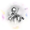 jester playing on violin tattoo design idea