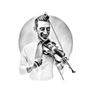 jester playing on violin tattoo design idea