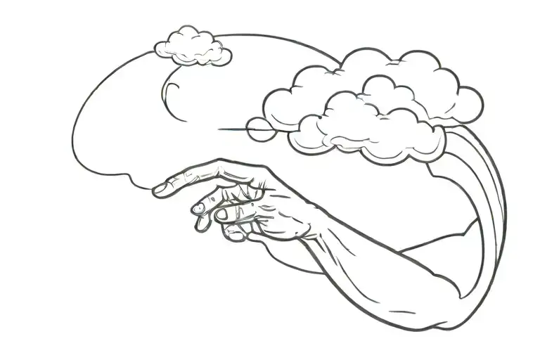creation of adam with clouds tattoo design idea