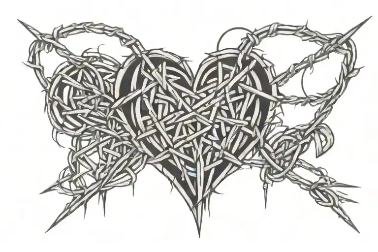 barbed wire heart  tattoo design idea