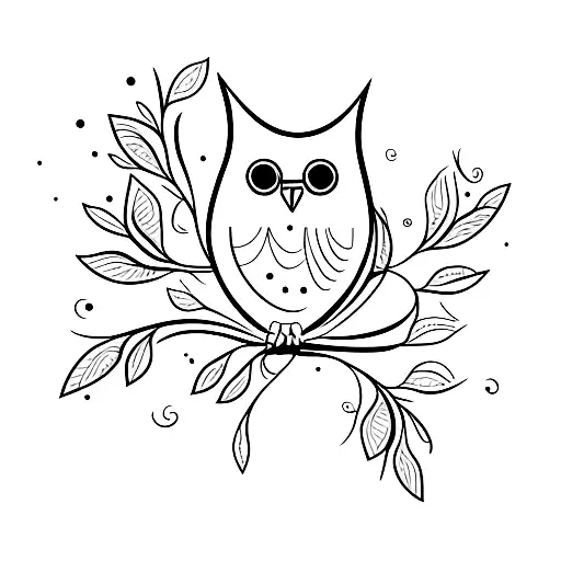 A minimalist tattoo of a singing owl perched on a branch with a microphone in its talons tattoo design idea