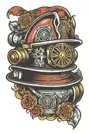 firefighter helmet resting tattoo design idea