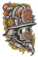 firefighter helmet resting tattoo design idea