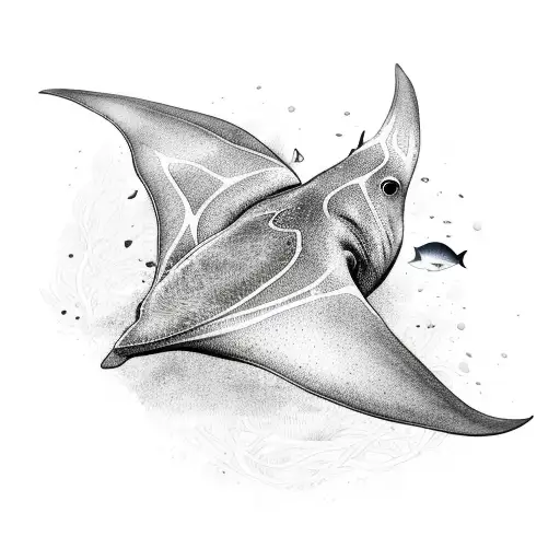 manta ray with coral inside tattoo design idea