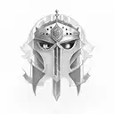 knight with a tear rolling down and two faces tattoo design idea