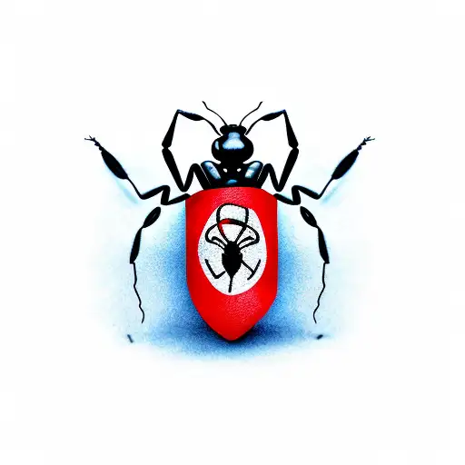 Ant barricade red flag carry tattoo design idea