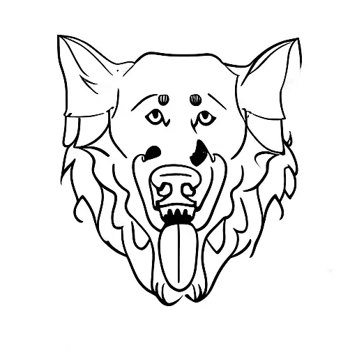 A minimalist tattoo of a German shepherd holding a Nike shoe in its mouth tattoo design idea