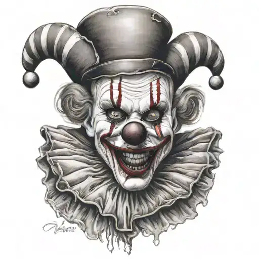 macabre clown from the year 500 tattoo design idea