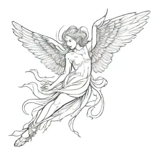 falling angel tattoo design idea