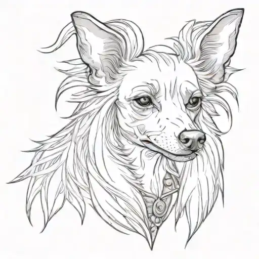 Chinese Crested dog breed dog tattoo design idea