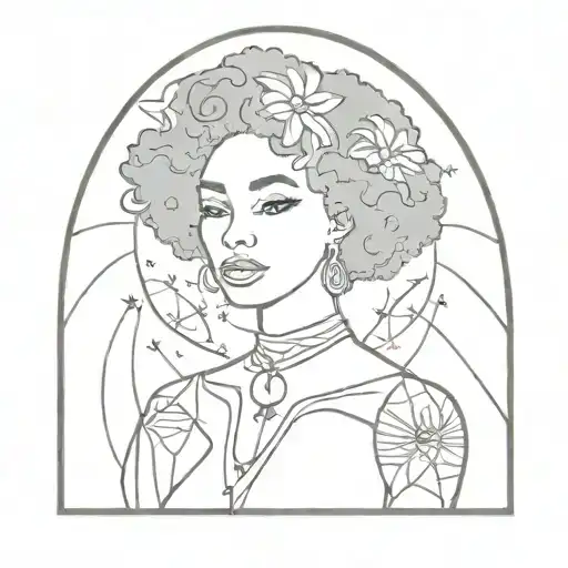 Afro empress tarot card tattoo design idea