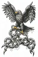 The eagle breaks the chains that bind him, causing him pain and suffering tattoo design idea