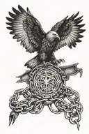 The eagle breaks the chains that bind him, causing him pain and suffering tattoo design idea