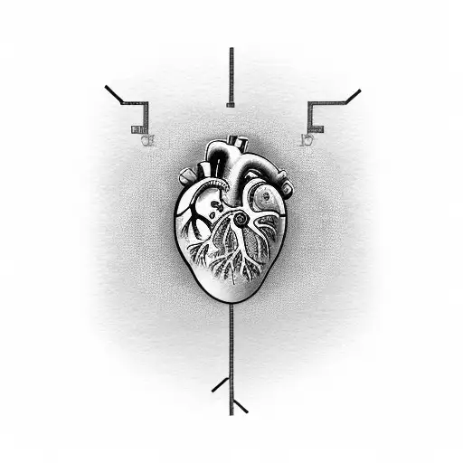 Anatomically accurate heart surrounded by circuitry tattoo design idea