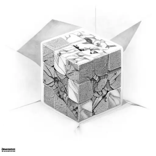 marble cube tattoo design idea