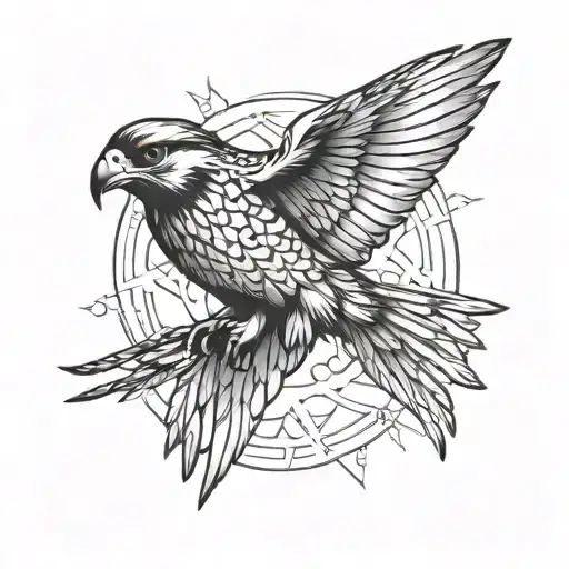 falcon flying tattoo design idea