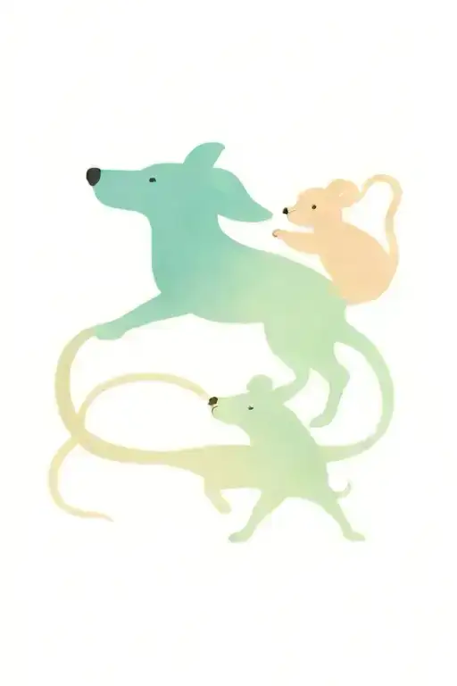 dog and rat playing together, chinese style. tattoo design idea