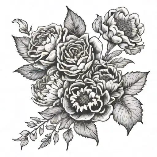october february september january august birth flowers tattoo design idea