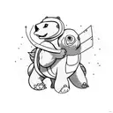polar bear carrying squirtle  tattoo design idea