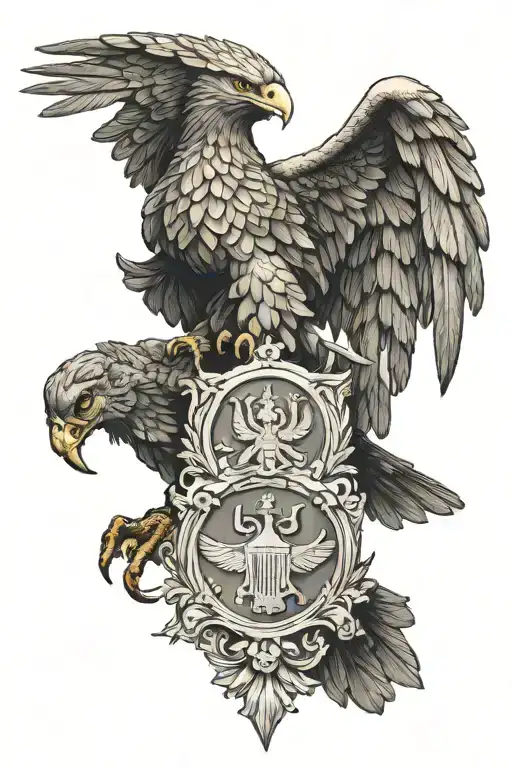 double headed eagle power pose. one side dark and lonely, the other power and determination tattoo design idea