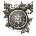 A tattoo design of the Vegvisir, a Viking compass symbol, with a realistic twist tattoo design idea