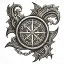 A tattoo design of the Vegvisir, a Viking compass symbol, with a realistic twist tattoo design idea