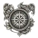 A tattoo design of the Vegvisir, a Viking compass symbol, with a realistic twist tattoo design idea