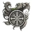 A tattoo design of the Vegvisir, a Viking compass symbol, with a realistic twist tattoo design idea
