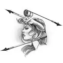 woman shooting bow and arrow tattoo design idea