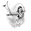 woman shooting bow and arrow tattoo design idea