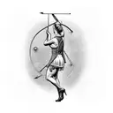 woman shooting bow and arrow tattoo design idea
