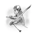 woman with bow and arrow tattoo design idea
