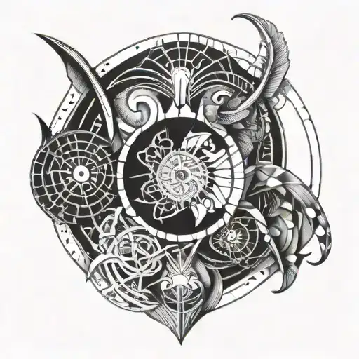 pisces, aries, scorpio, aquarius tattoo design idea